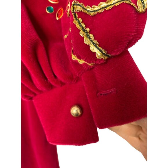 VTG 70s David Brown x Saks Fifth Avenue Red Maxi House Dress Medium Velour USA R - Picture 3 of 14